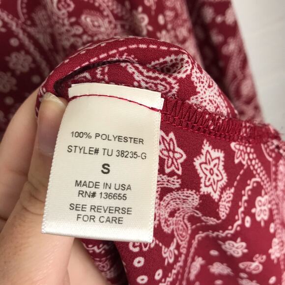 West Kei Nordstrom Red Bandana Boho Print Blouse Size S - Picture 8 of 9